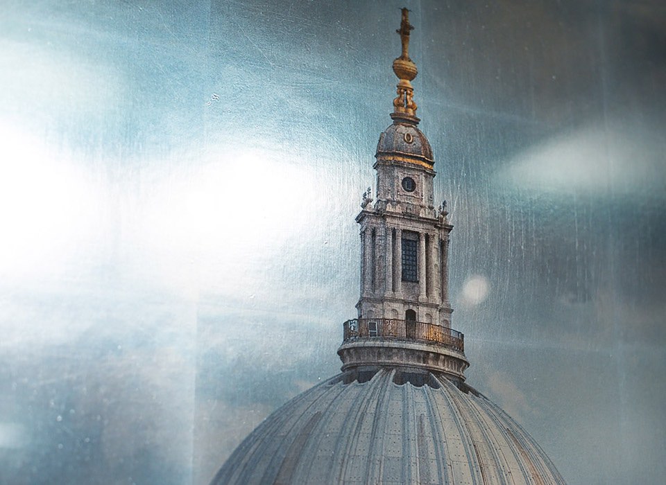 St Paul’s Cathedral and the Millennium Bridge - Silver Gilded Triptych Detail
