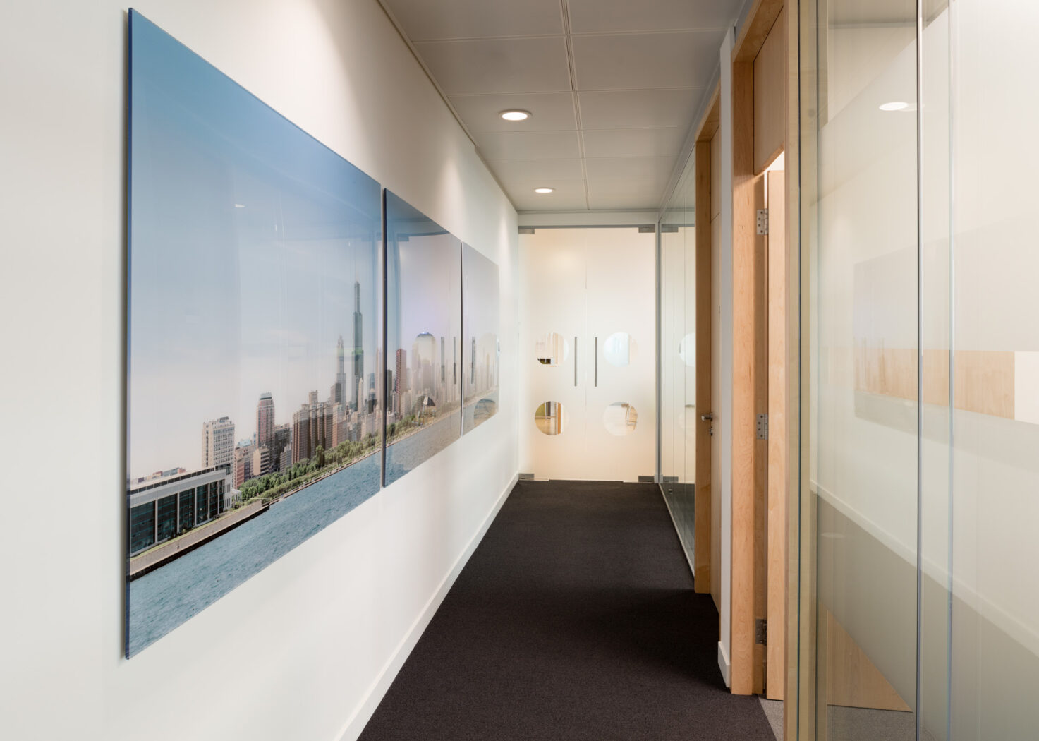Chicago from Lake Michigan on the walls at 20 Fenchurch Street - Fine Art Acrylic Mounted Triptych © Will Pearson