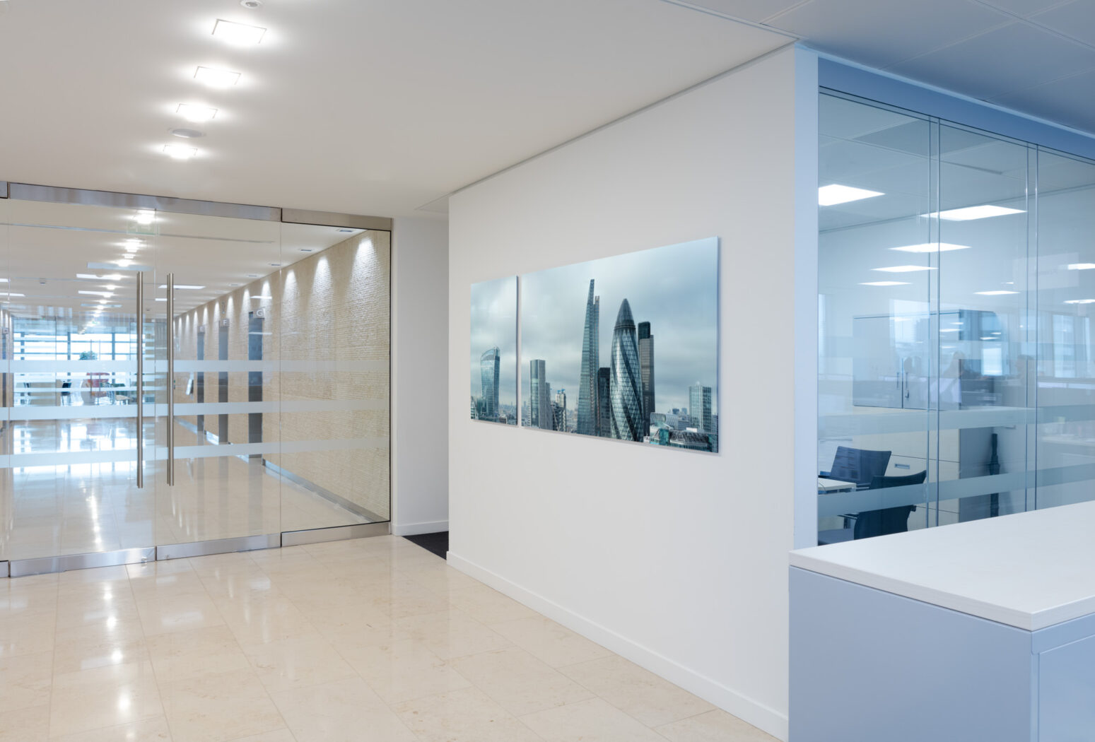 Silvered City © Will Pearson on the walls at 20 Fenchurch Street