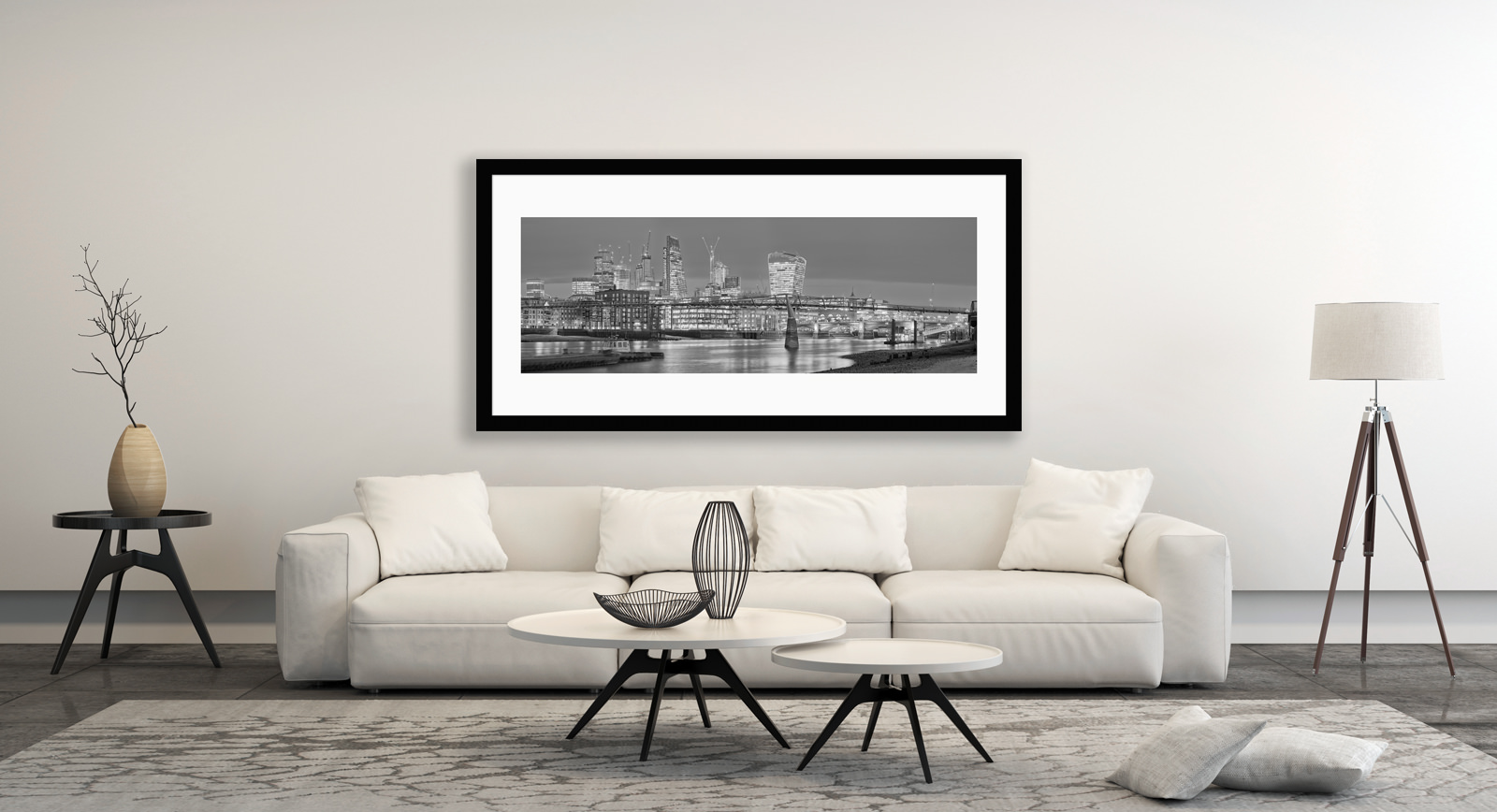 Low Tide at Millennium Bridge - Will Pearson Framed Fine Art Photographic Print in Situ